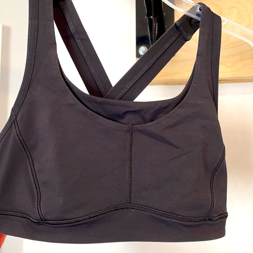 Lulu sports bra with wide cross straps